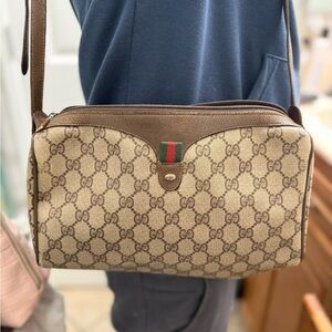 Gucci Tan and Brown GG Crossbody Bag